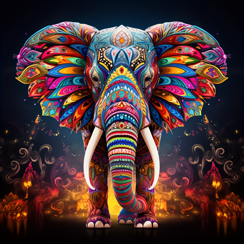 

1pc Large Size 40x40cm/15.7x15.7inch Without Frame Diy 5d Diamond Painting Cute Painted Elephant, Full Rhinestone Painting, Artificial Diamond Art Embroidery Kits, Handmade Home Room Office Wall Decor