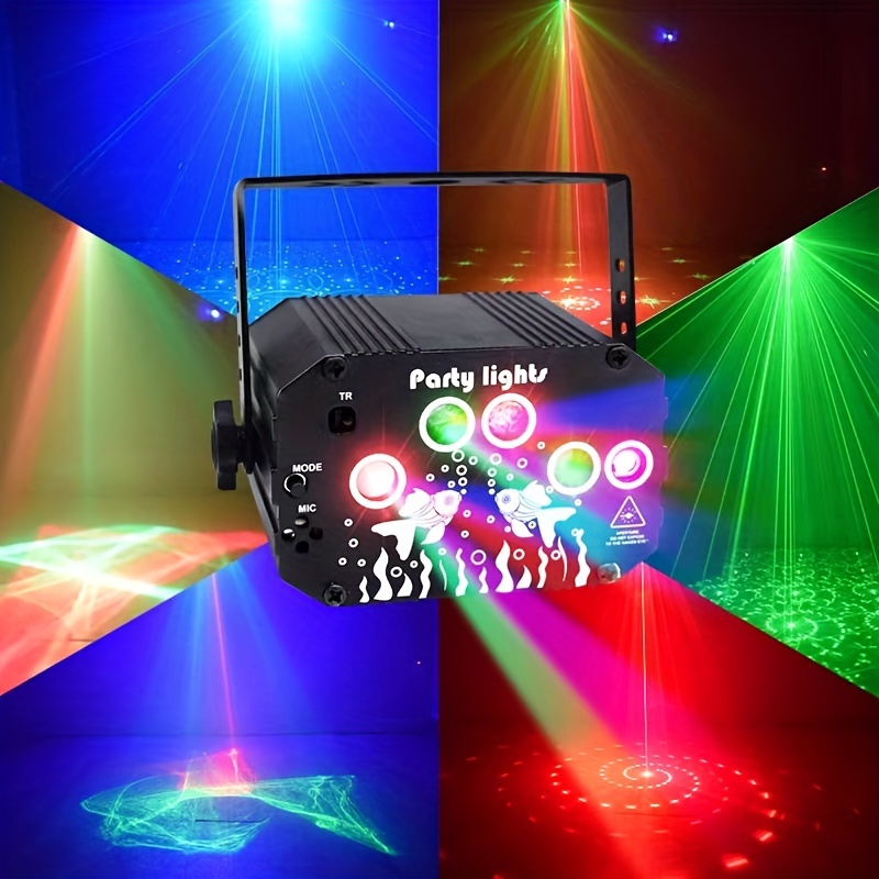 Luces láser DJ para fiesta, proyector láser RGB de animación 3D  profesional, DMX512, luz de escenario activada por sonido musical con  control remoto