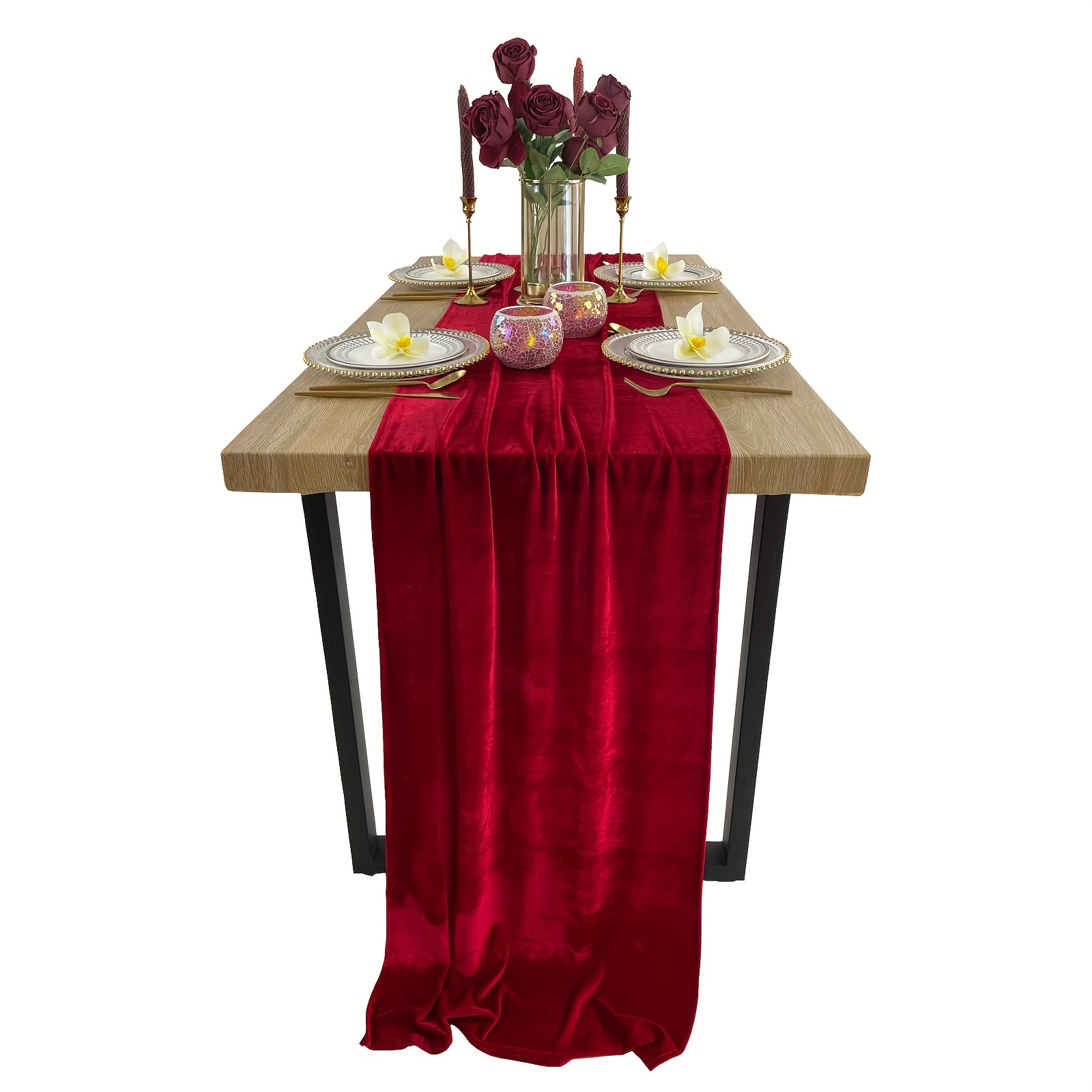 Velvet Table Runner Wedding Reception Decor Soft Fabric Table Overlay