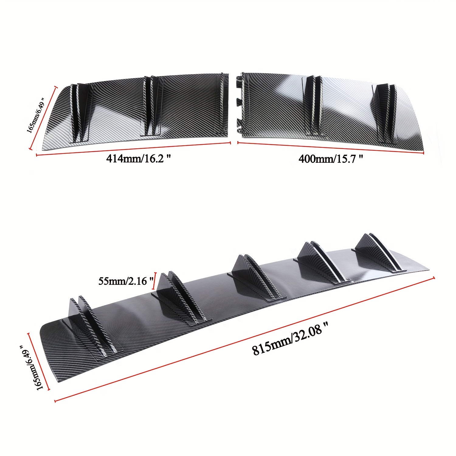 Car Rear Bumper Lip ABS Rear Shark Chassis Fin Style Curved Bumper Lip