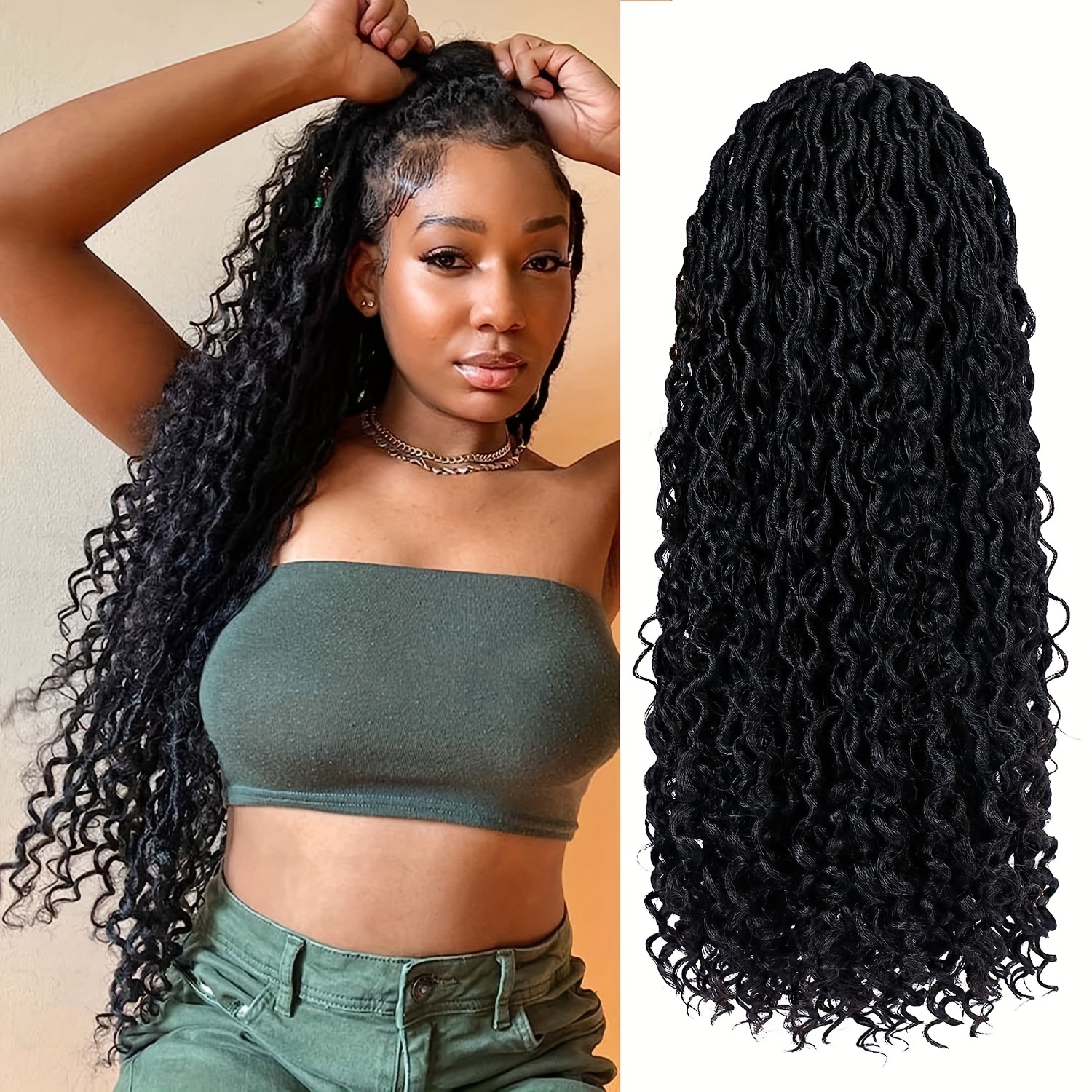 45.72 Cm Goddess Faux Locs Crochet Hair Extensions Goddess Locs With Curly  Ends Synthetic Crochet Hair Braids Extensions For Women - Beauty & Health -  Temu Belgium