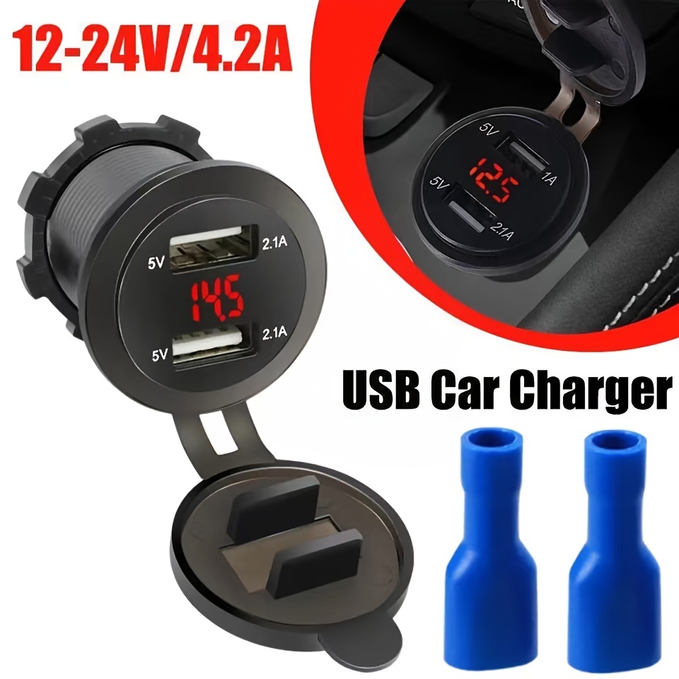 Quick Charge 3.0 Prise de Chargeur Rapide de Voiture USB Adaptateur avec Interrupteur  12V / 24V 36W Dual QC3.0 USB pour Marine, Bateau, Moto, Camion (Vert)