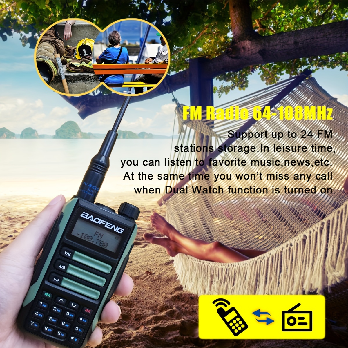 Baofeng Talkie-walkie UV-16, Radio Bidirectionnelle De Puissance 7W Pour La  Chasse En Plein Air