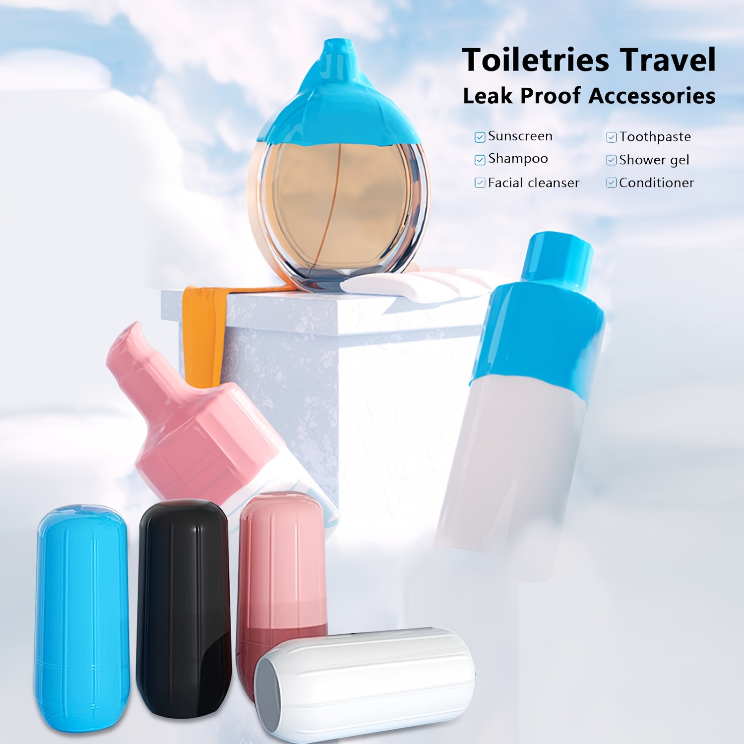 8pcs Travel Bottle Covers,Silicone Elastic Sleeves for Trave Containers,Reusable Travel Accessories for Leak Proofing in Luggage,Fit Most Toiletries