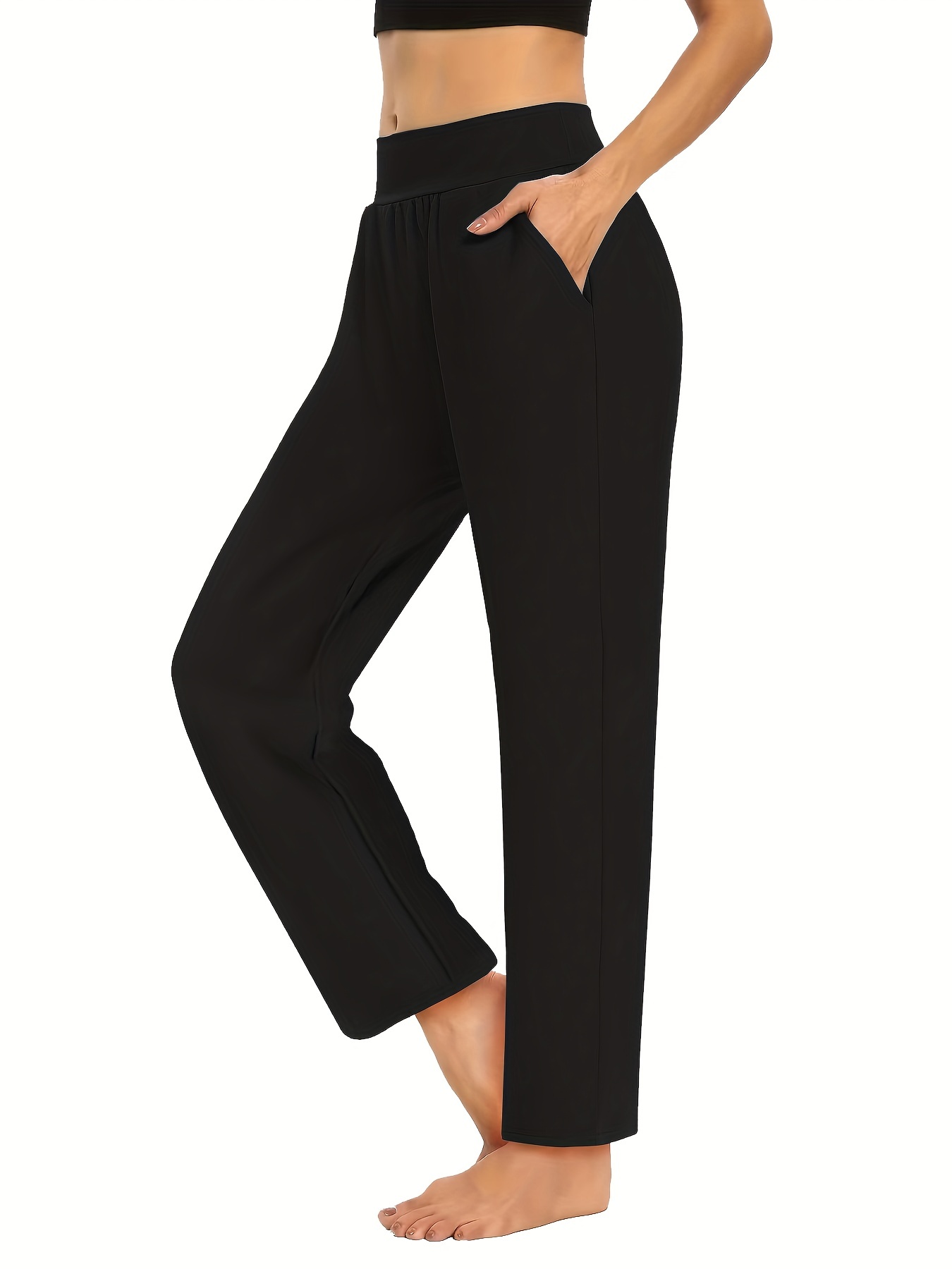 Plus Size Casual Capri Pants, Women's Plus Solid Elastic Scallop Trim High  * Medium Stretch Skinny Capri Pants