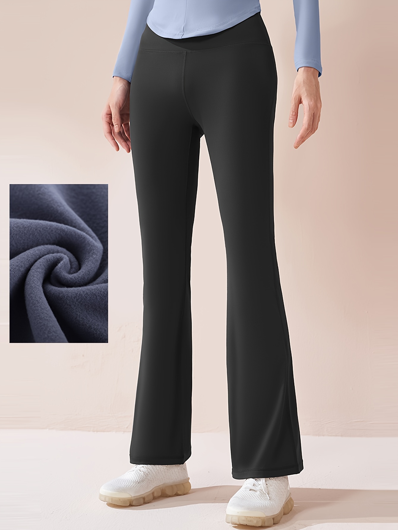 Solid Color Seamless Flared Pants High Waist Hip Lifting - Temu
