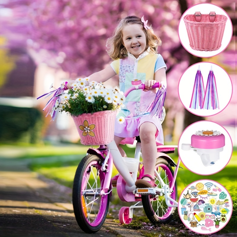 Cesta bicicleta infantil delantera o trasera rosa, azul o negra