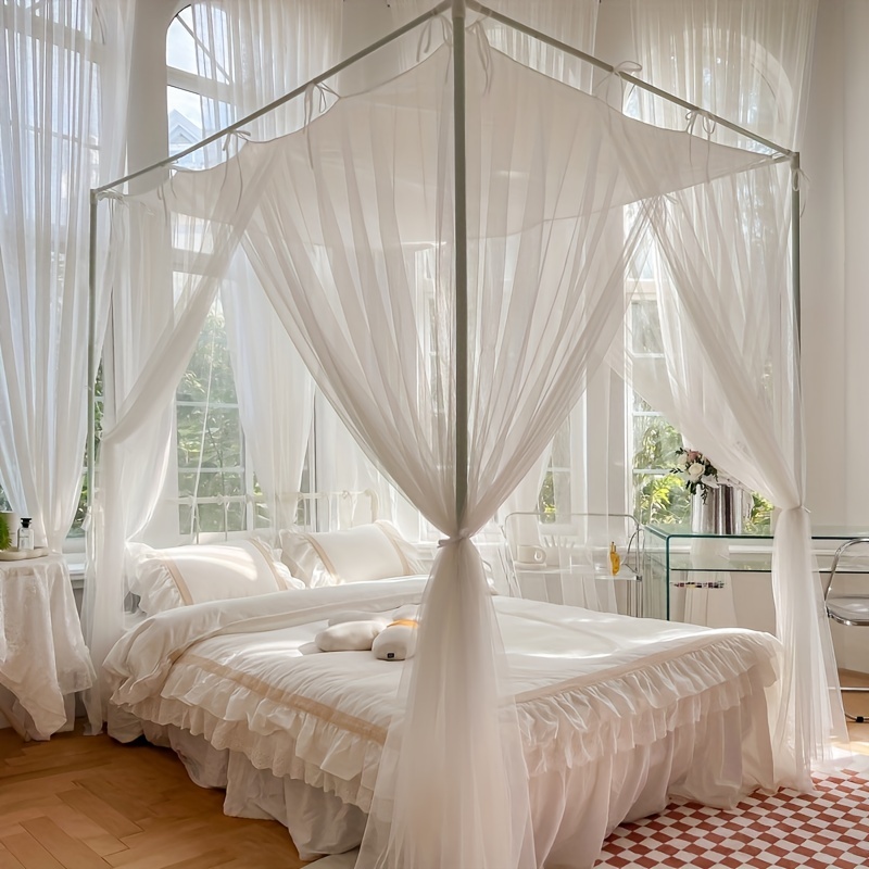 Mosquitera cama doble cama con póster blanco dosel decorativo princesa  malla dosel cuadrado ropa de cama 190x210x240cm
