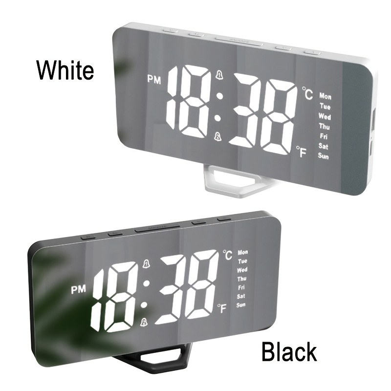 Viitech Réveil Numérique avec Port de Charge USB, Horloge électronique LED  Miroir avec Affichage de la Température et de l'humidité, 4 Niveaux de