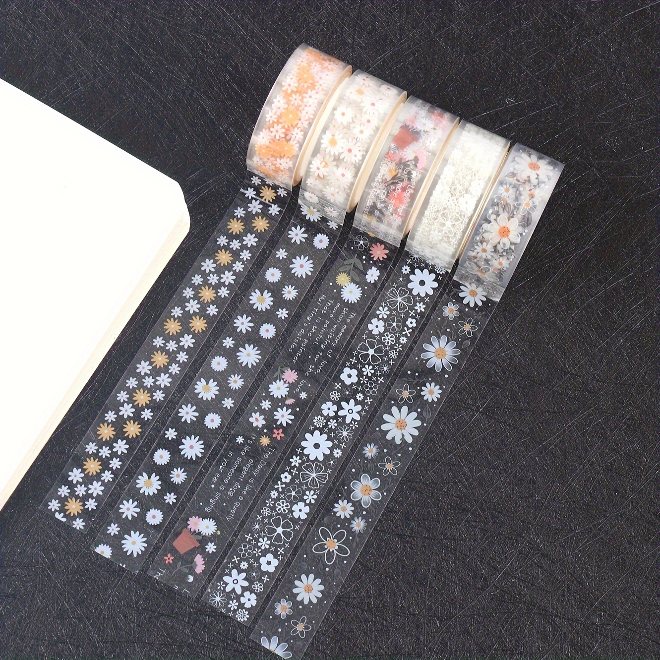 5-roll Transparent Floral Washi Tape, Fresh And Simple Student Handmade Diy Decorative Washi Tape Material