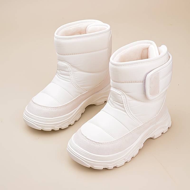 girls solid snow boots warm fleece cozy non slip ankle boots plush comfy outdoor hiking shoes lined trekking shoes winter 4