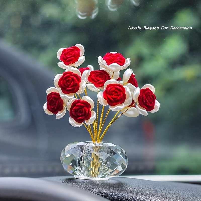 voiture, Ornement décorations d'accessoires voiture, Ornements intérieurs  voiture fleurs artificielles pour rétroviseur maison tableau bord voiture