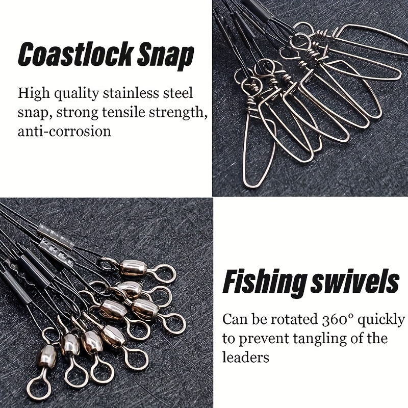 * 6pcs/12pcs Double Arms Stainless Steel Guide Line With Swivels,  High-Strength Fish Steel Wire, Fishing Tackle For Saltwater