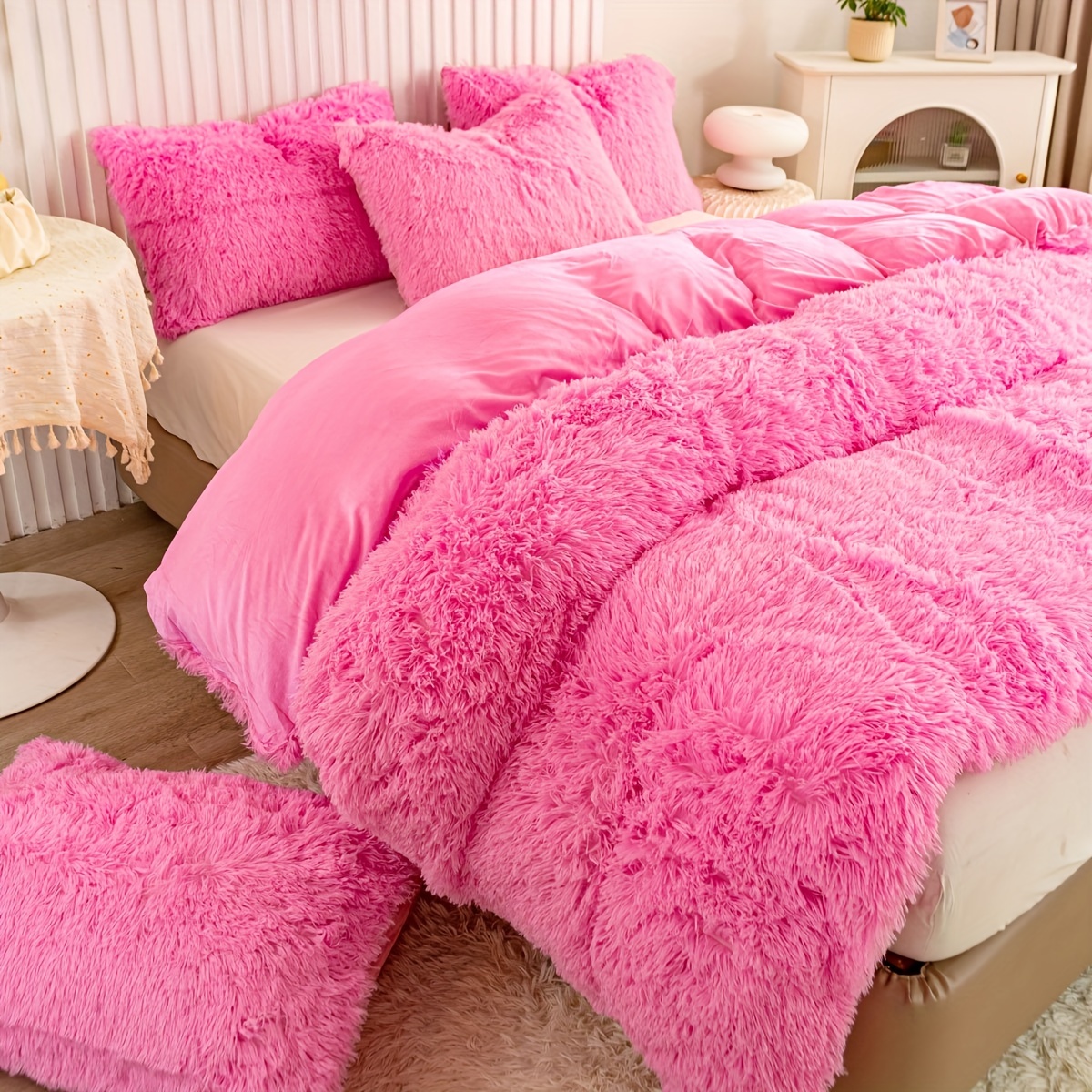 Fluffy Duvet Cover With Pillow Cover 3 Pieces Set