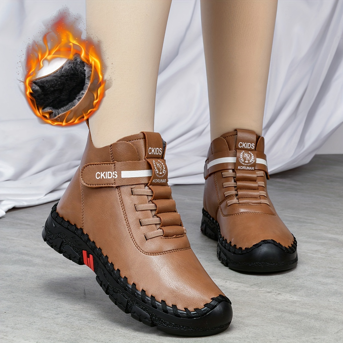Women's Winter Warm High-Top Ankle Boots with Lined Collar