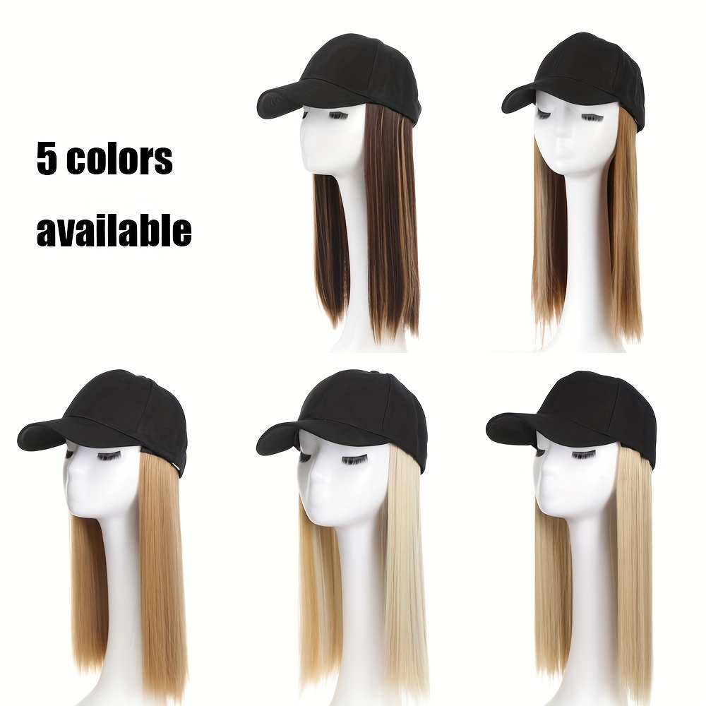 Hat with Tie-Dyed Baseball Cap and Straight Hair Wigs
