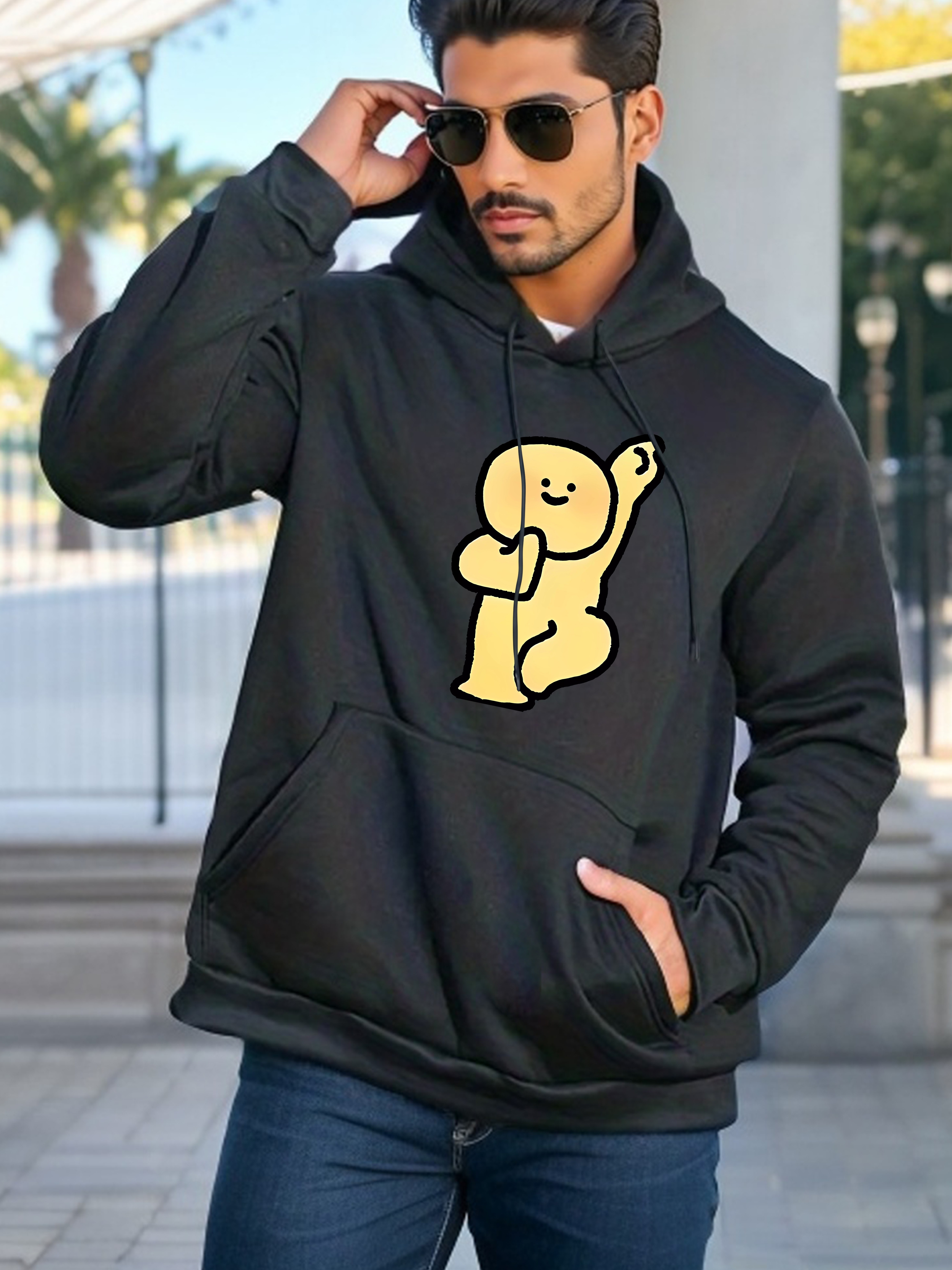 Temu Basketball Print Hoodie, Hoodies for Men, Men's Casual Graphic Design Pullover Hooded Sweatshirt with Kangaroo Pocket Streetwear for Winter Fall