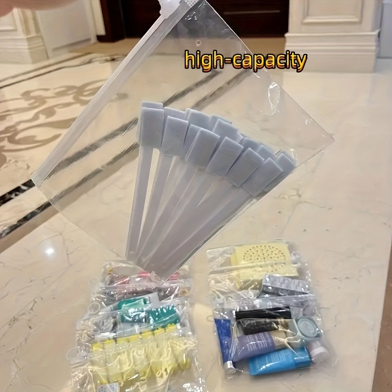 10pcs Zipper Storage Bag Frosted Transparent Large Capacity