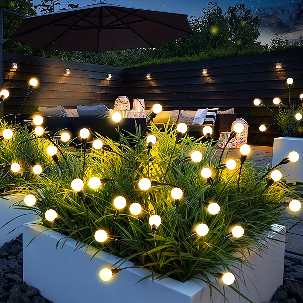  KTEBO Paquete de 2 luces solares de jardín de luciérnaga, luces  solares para exteriores, IP65, resistentes al viento y a la lluvia,  decoración de porche de patio delantero, decoración de patio