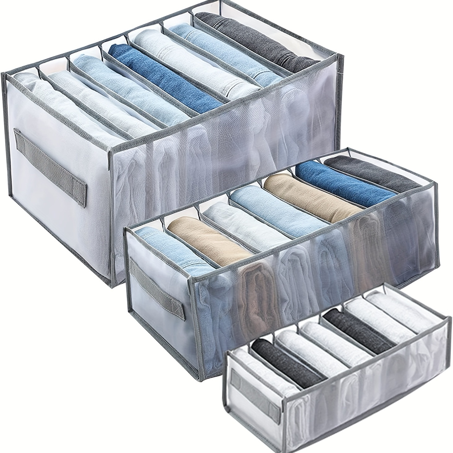 Drawer Organiser, 3 Pack Foldable Wardrobe Storage Organiser