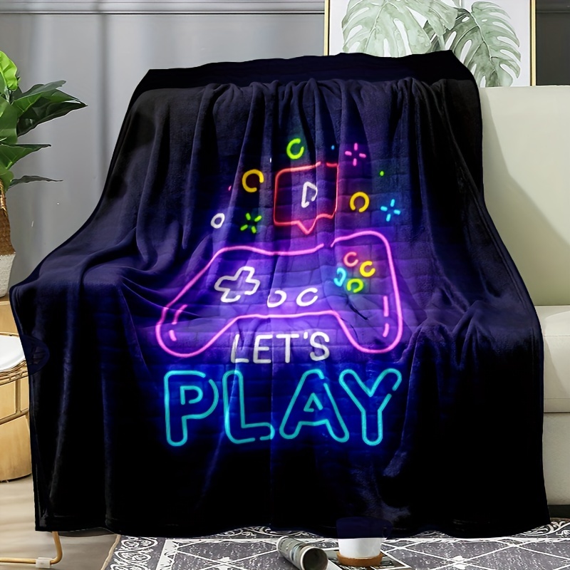 

1cp Gamer Blanket Game Controller Throw Blanket Color Neon Gamepad Gift For Boy Teen Birthday Christmas Soft Comfy Warm Flannel Blanket Bedding For Adult Sofa