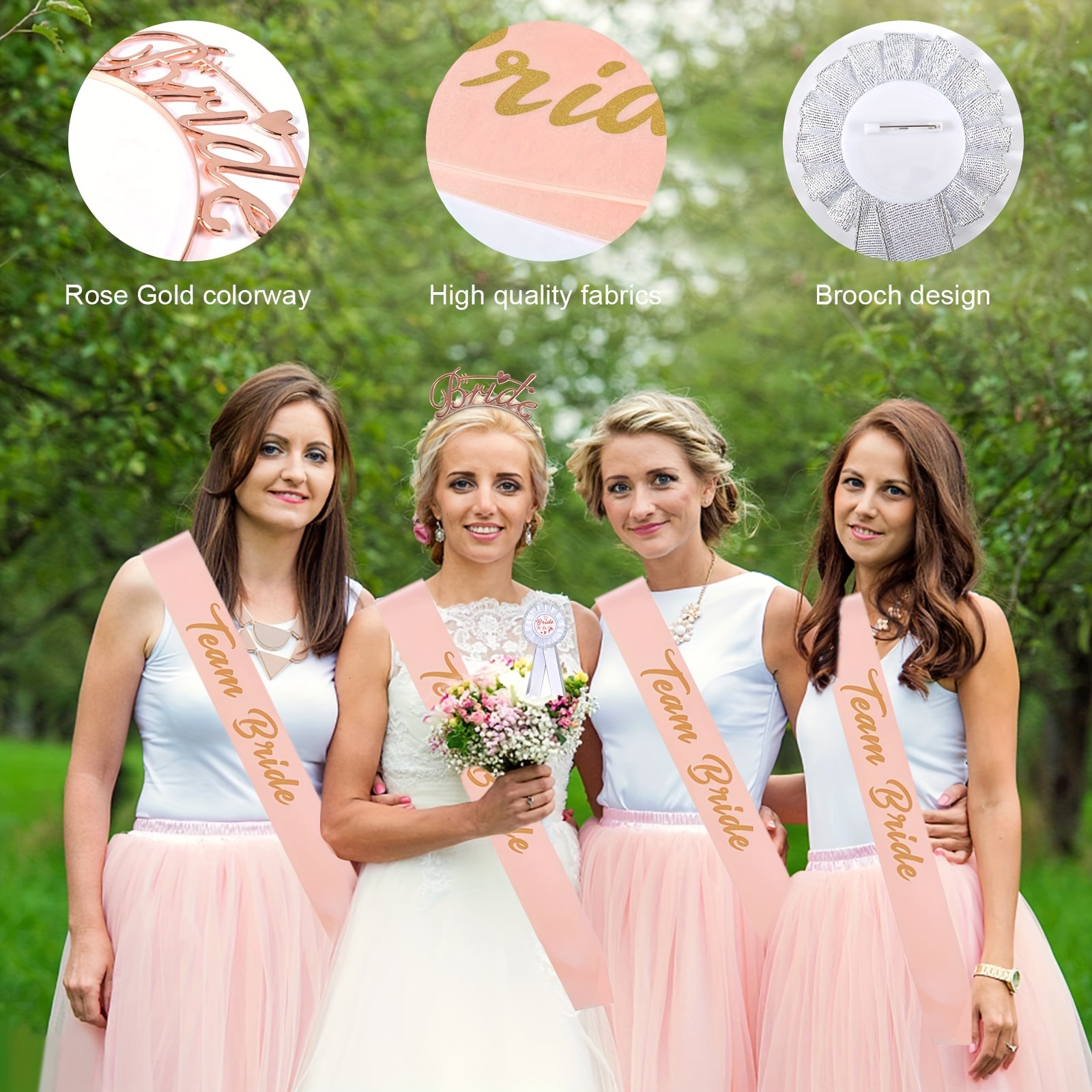 Bachelorette Party Wedding Decoration Set+etiquette Shoulder Strap+breast  Chapter+tattoo Sticker+bride Crown Hoop, Suitable For Unmarried Women's Party  Accessories, Wedding Decoration, Team Bride Decorative Supplies - Temu  Austria