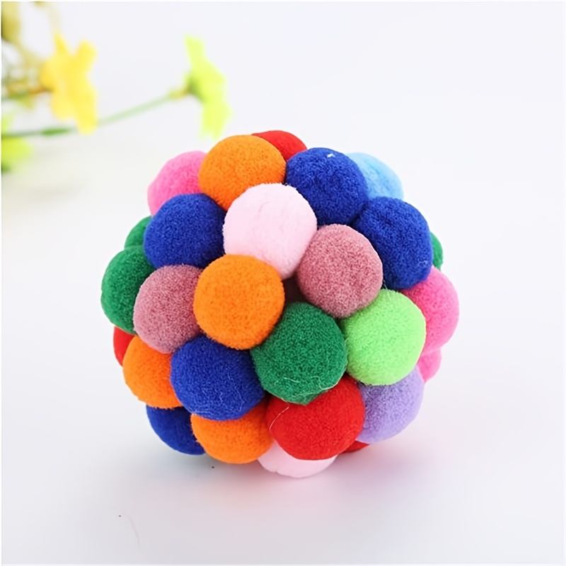Colorful Cat Pom Pom Ball Toys Rainbow Cat Toy Balls Soft - Temu
