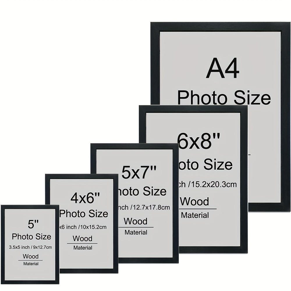  Marcos negro blanco madera color foto foto A4 A3 madera  naturaleza sólida montaje en pared hardware incluido sin cartón-negro-5.9 x  7.9 in : Todo lo demás