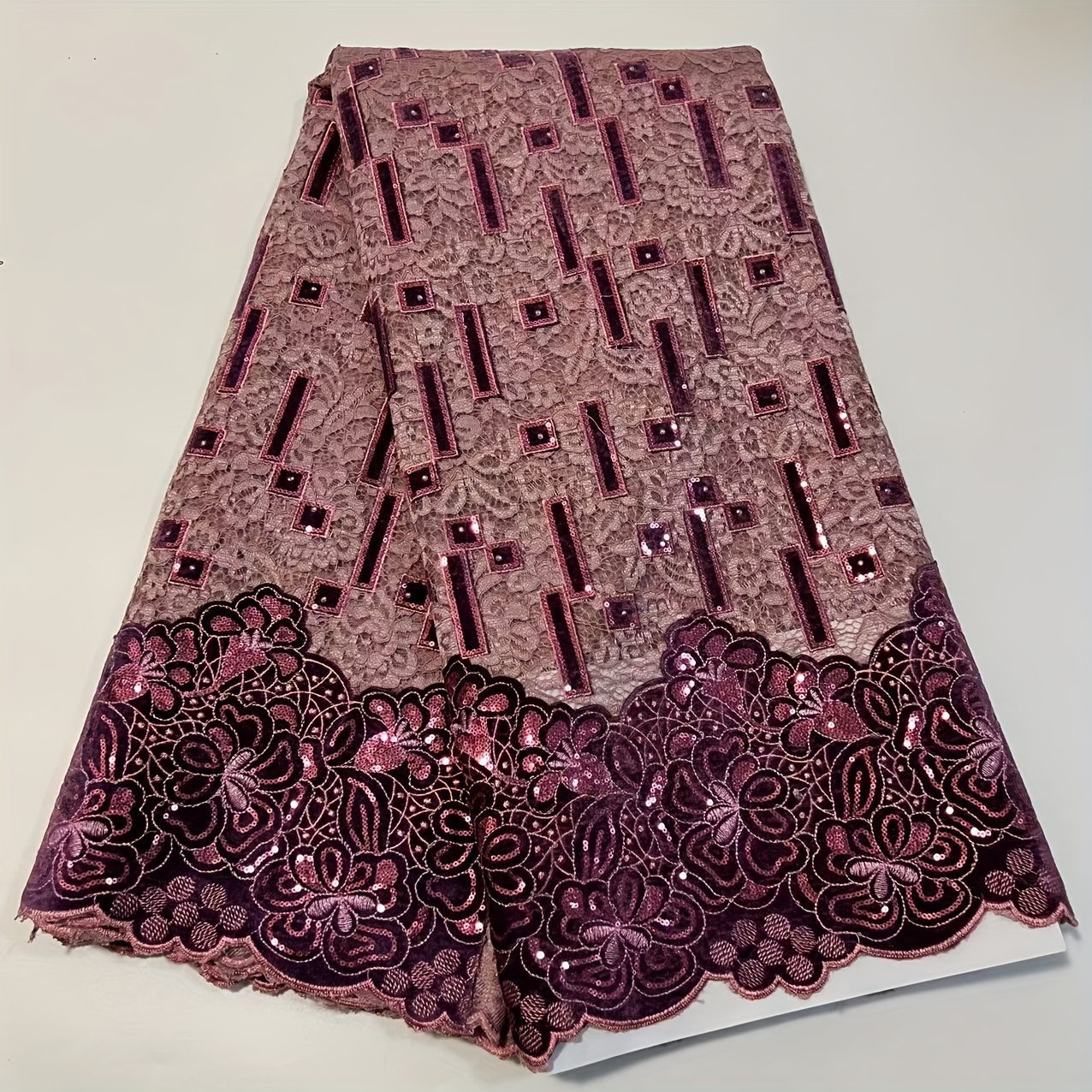 High Quality Nigerian Velvet Mesh Lace With Sequins African Lace