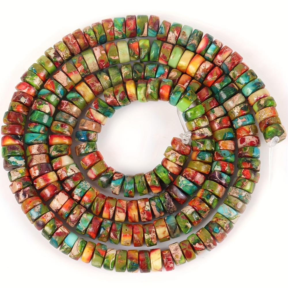 Natural Stone Flat Round Colorful Jaspers Loose Beads For - Temu