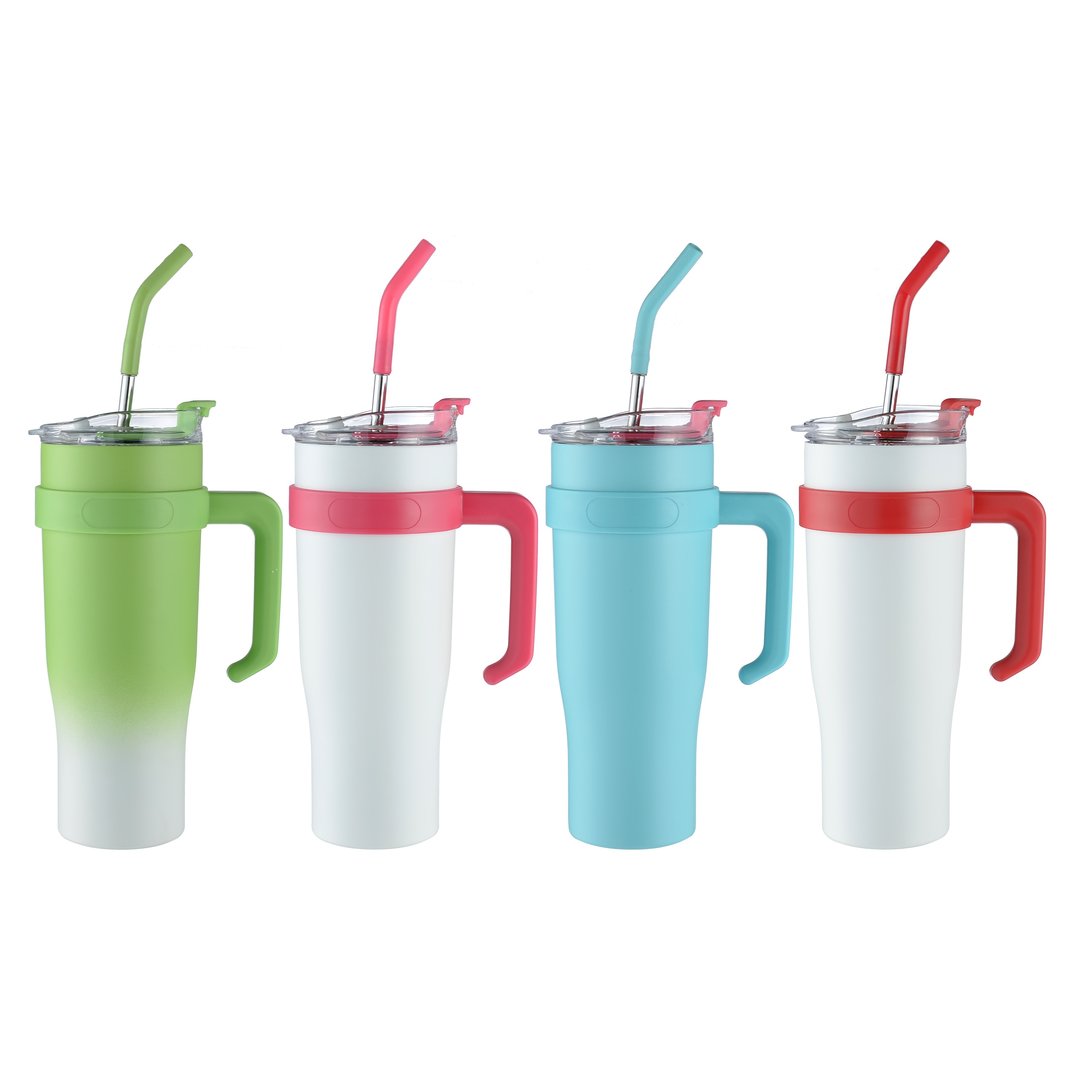 1pc 40oz Stainless Steel Car Cup With Straw, Handle, Double Layer