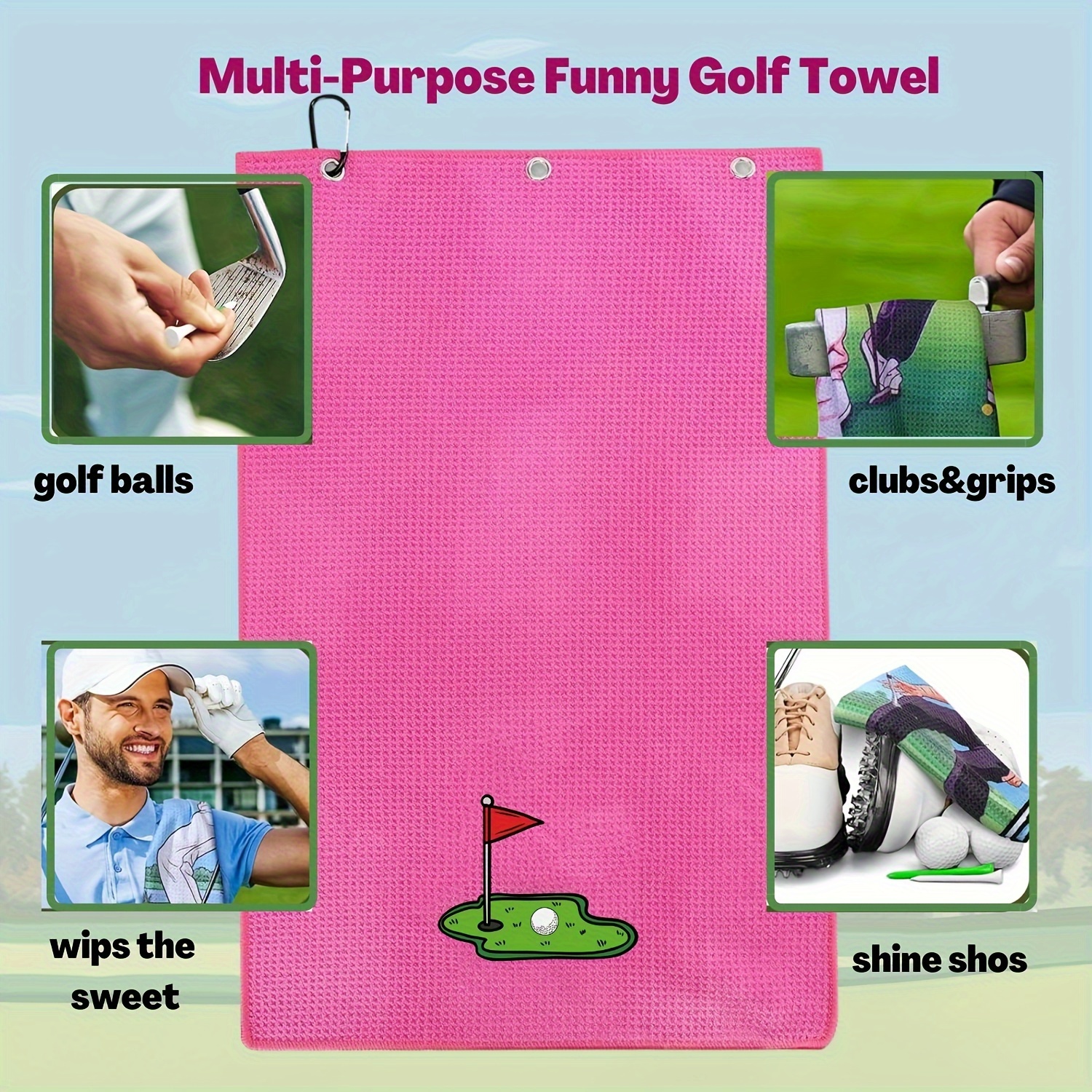 Funny Microfiber Super Absorbent Golf Towel With Clip Funny - Temu