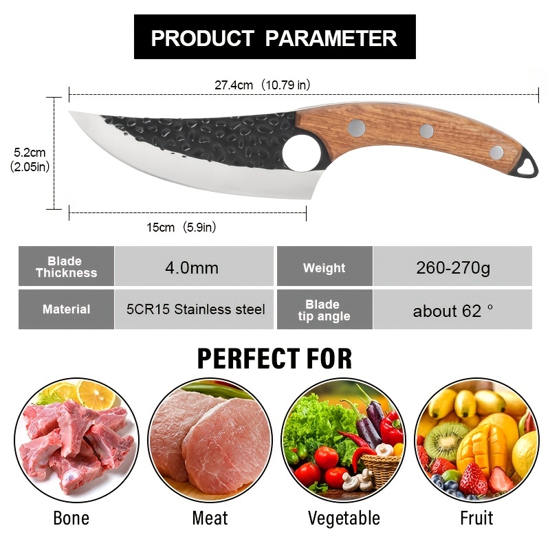 Viking Knife Meat Cleaver Knife Hand Forged Boning Knife with Sheath Butcher  Knives High Carbon Steel Fillet Knife Chef Knives for Kitchen, Camping,  Tactical,BBQ-Brown 