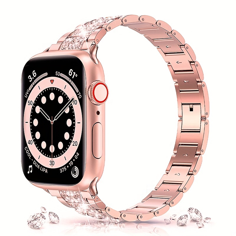 Lelong Compatible with Apple Watch Band 38mm 40mm 41mm Series 9 Series 8 7 6 5 4 3 2 1 SE Ultra, Bling Replacement Bracelet iWatch Band, Diamond