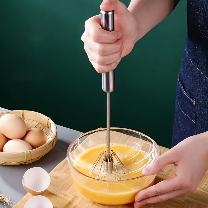 Stainless Steel Semi-automatic Whisk Egg Beater, 12 Handheld Egg Whisk,  Mini Foamer, Eggbeater, Hand Mixer, Egg Scrambler, Mixer Stirrer, for