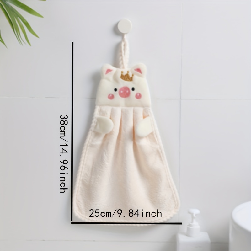 Cute Pig Pattern Hanging Towel For Wiping Hands, Coral Fleece Quick-drying  Towel, Absorbent Soft Towel With Hanging Loop For Bathroom Kitchen Home -  Temu