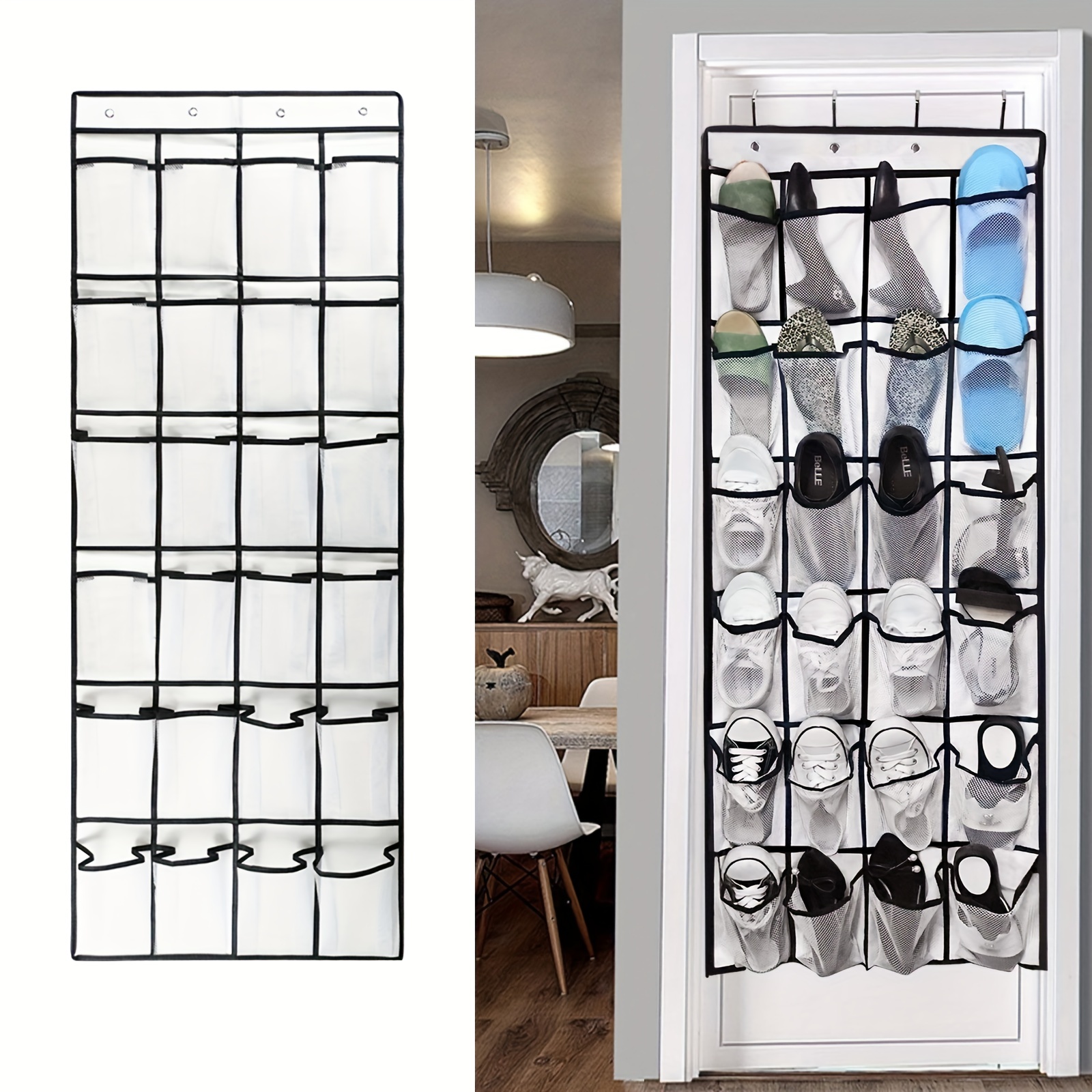 door Shoe Rack 28 Large Mesh Pockets Hanging Shoe Organizer - Temu