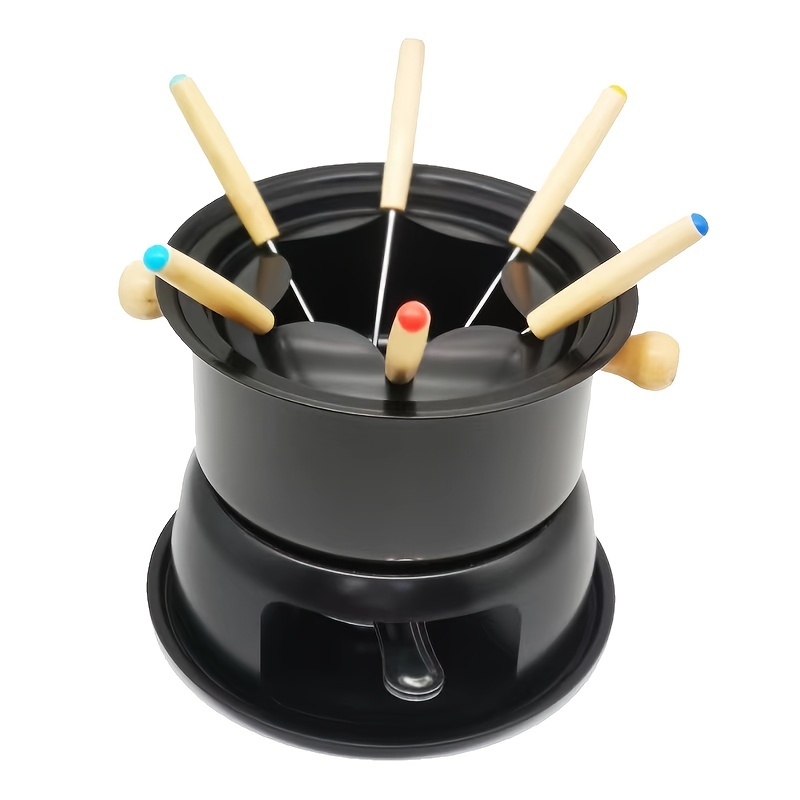 Ceramic Cheese Fondue Set With Forks And Candle Chocolate - Temu