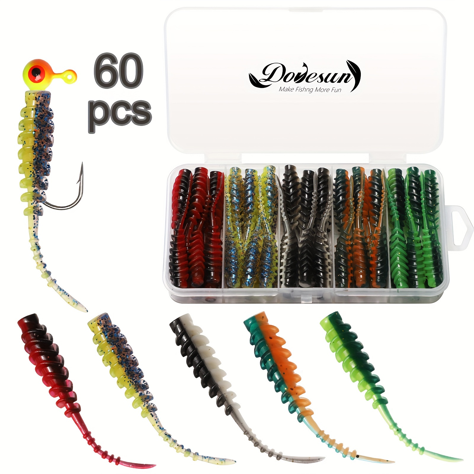 80pcs Earthworm Red Worms Soft Fishing Lure Baits 
