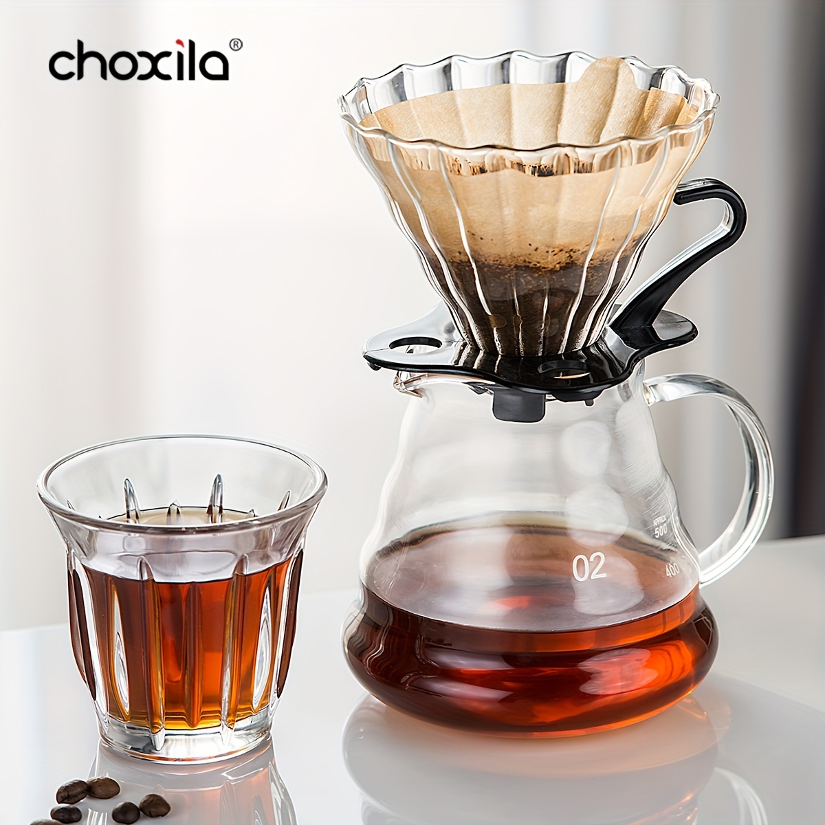 Pour over Coffee Brewer, Glass Coffee Pot, Glass Portable Pour over Coffee  Maker, Coffee Dripper Brewer, for Birthday Gifts party kitchen 