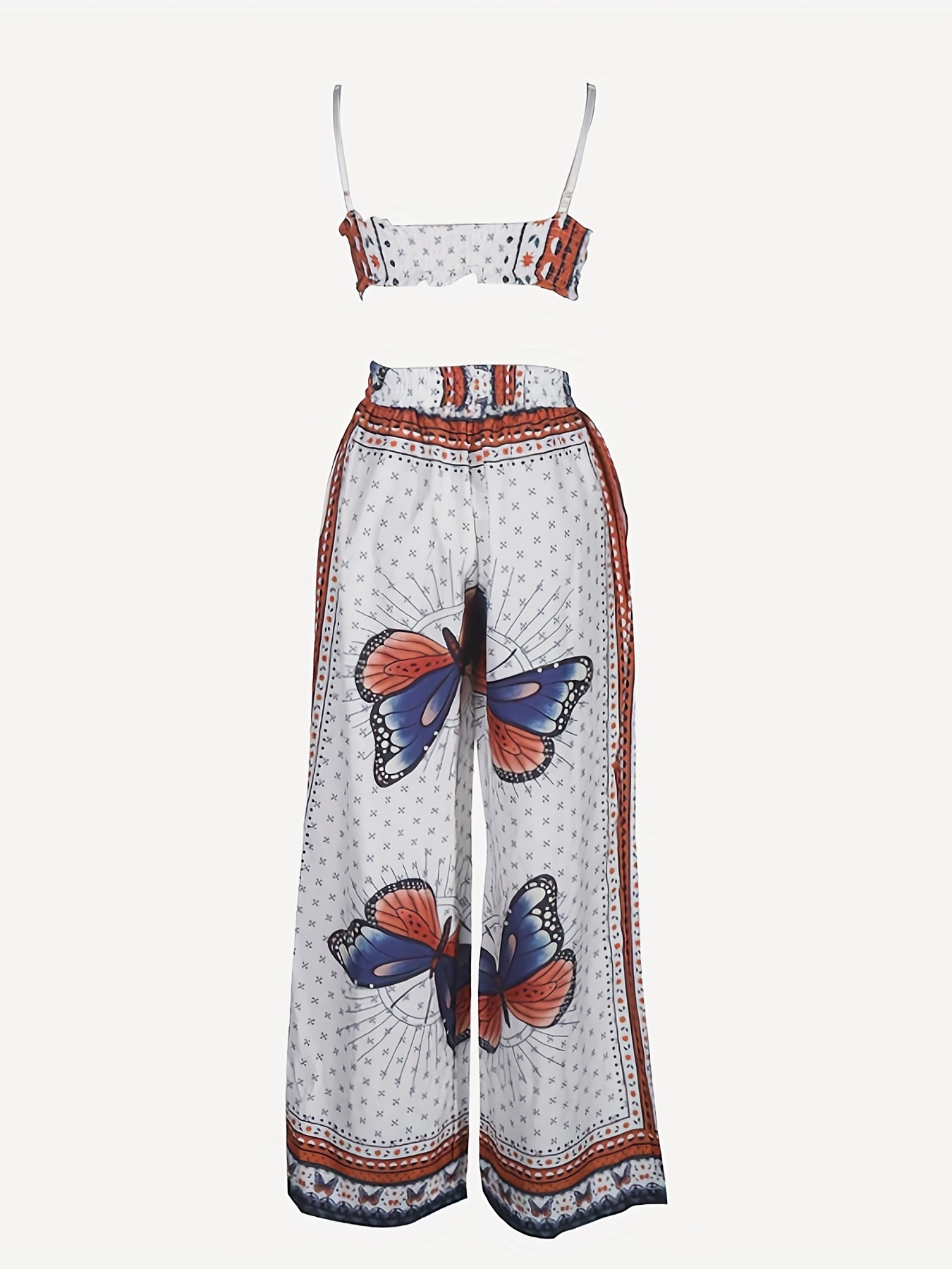 Floral Printed Bra Tops & Long Pants Suits Women's Night Out