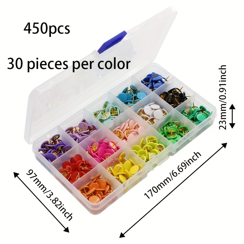 Chinchetas Decorativas, 1 Caja De Tachuelas De 15 Colores Con Caja