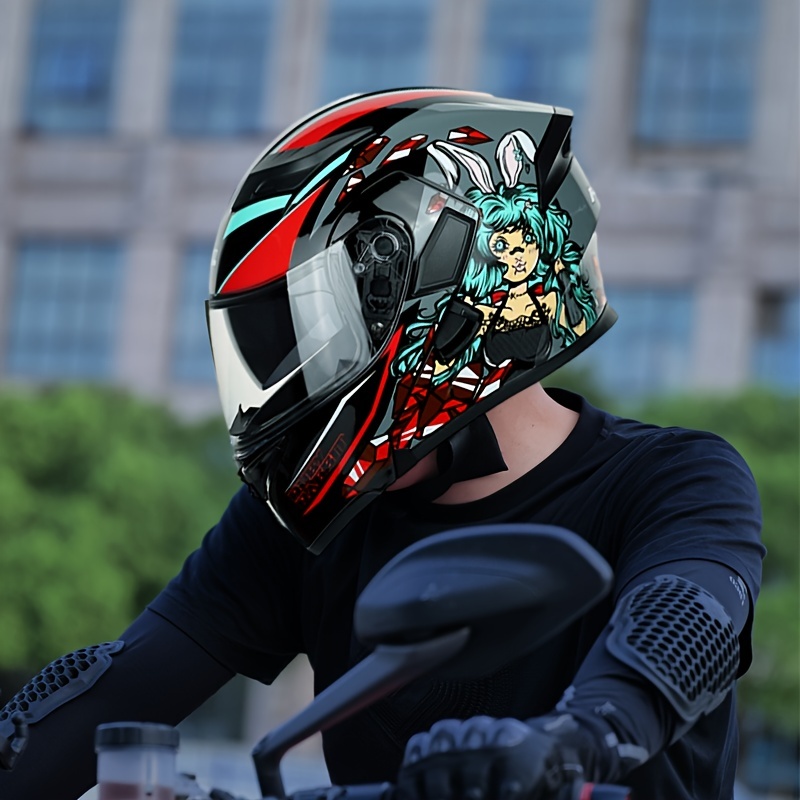 Casco de motocicleta de cara completa para hombre, protector de