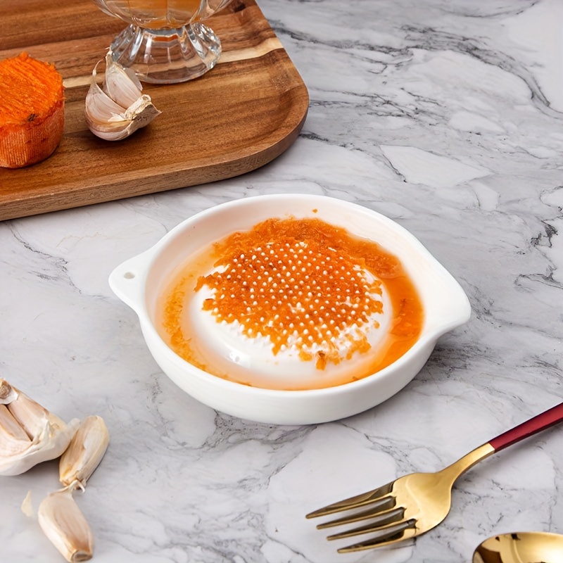 Ceramic Garlic & Ginger Press Plate Grinder Dish Grater Zester