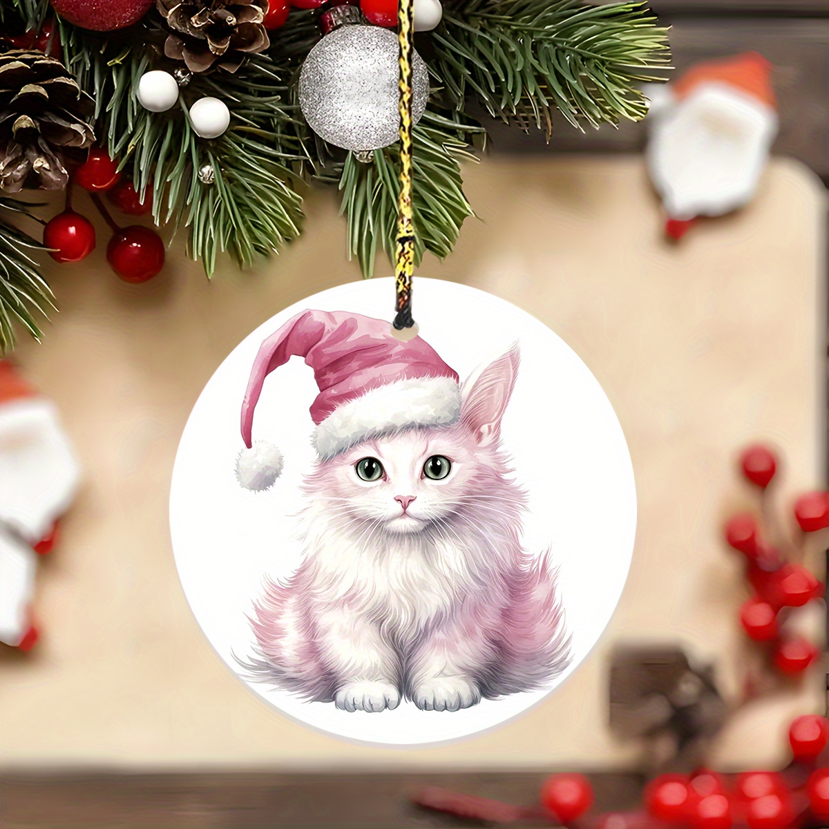 1pc, Acrylic Christmas Decoration Christmas Tree Kitten Decoration  Decoration, Room Decoration, Aesthetic Room Decor, Garden Decor, Home  Decoration, H