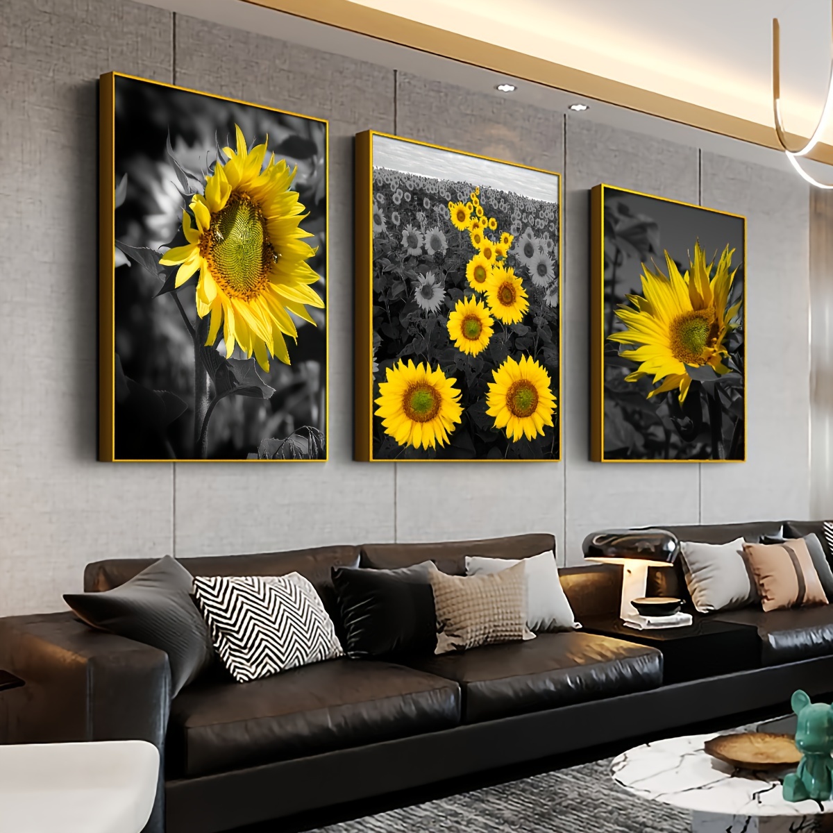 Simple Canvas Art, Yellow Modern Abstract Painting, Living Room