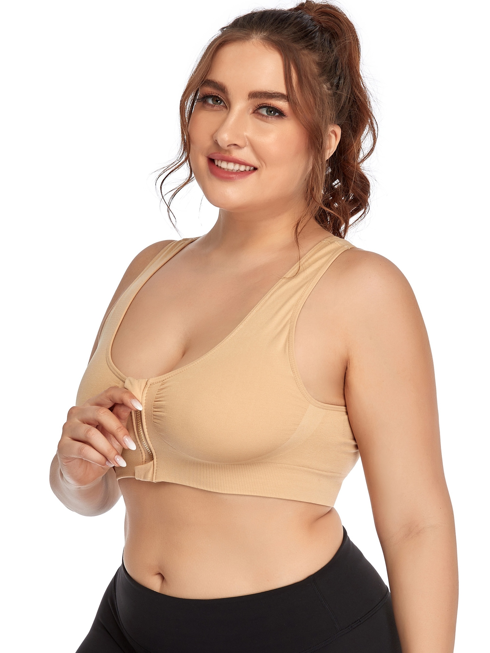 Plus Size Sports Bra for Women - Easy Access Lingerie Nude Strapless Dance  Bra Lace Sports Bra Sets Sport Bra Removable Pad Gym Top Women Crop Support