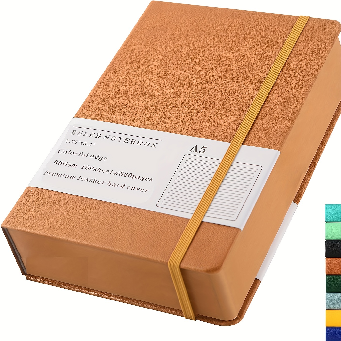 Thick Lined Diary Notebook Pen 365 Pages A5 College Rules Leather Hardcover