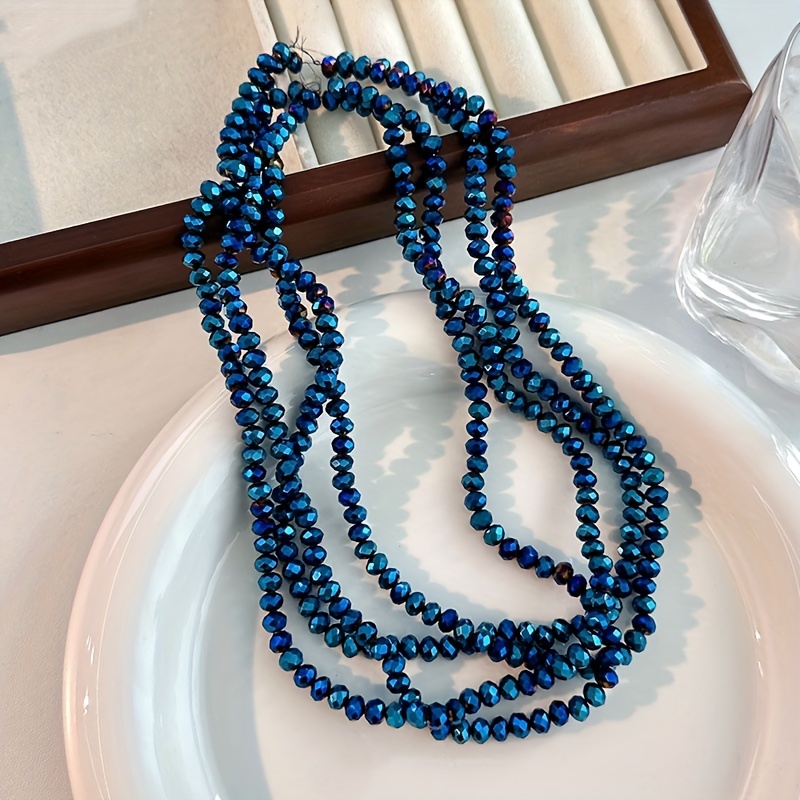 39.37 Inch Stainless Steel Dark Blue Faux Crystal Stone Beads Chains, For  Necklace Bracelet DIY Jewelry Making Supplies