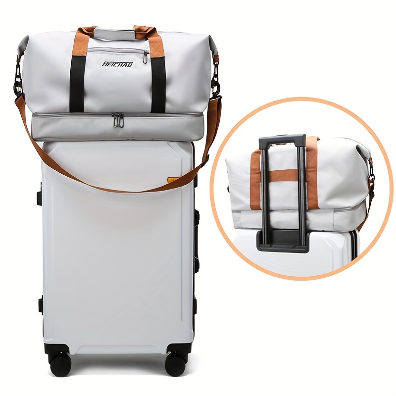 lightweight large capacity duffle handbag portable luggage bag versatile carry on overnight bag details 6